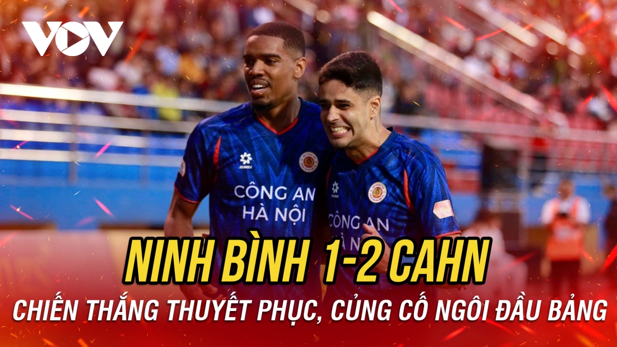 Kết quả vòng 16 V-League: CAHN đánh bại Ninh Bình, củng cố ngôi đầu bảng